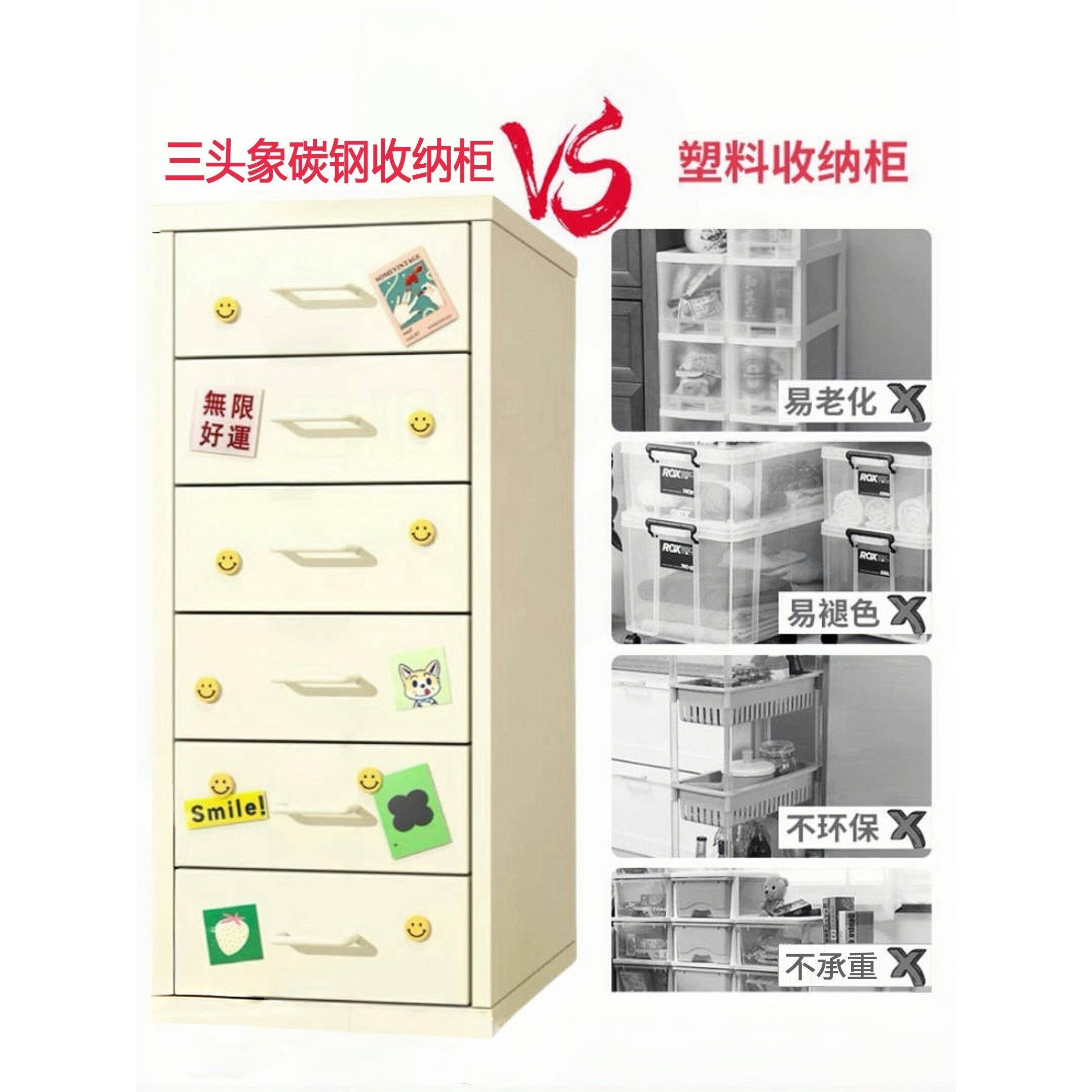 儿童抽屉式收纳柜铁皮柜桌下抽屉柜床头储物柜多层可移动夹缝柜