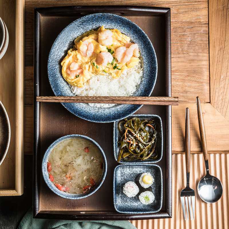 日式一人食餐具套装带托盘陶瓷汤盘意面盘焗饭盘单人早餐碗盘组合