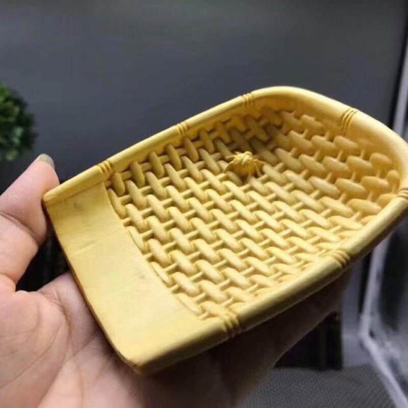 小叶黄杨雕刻木小铲居家雕刻小簸箕工艺品手把件勺茶道用具摆件
