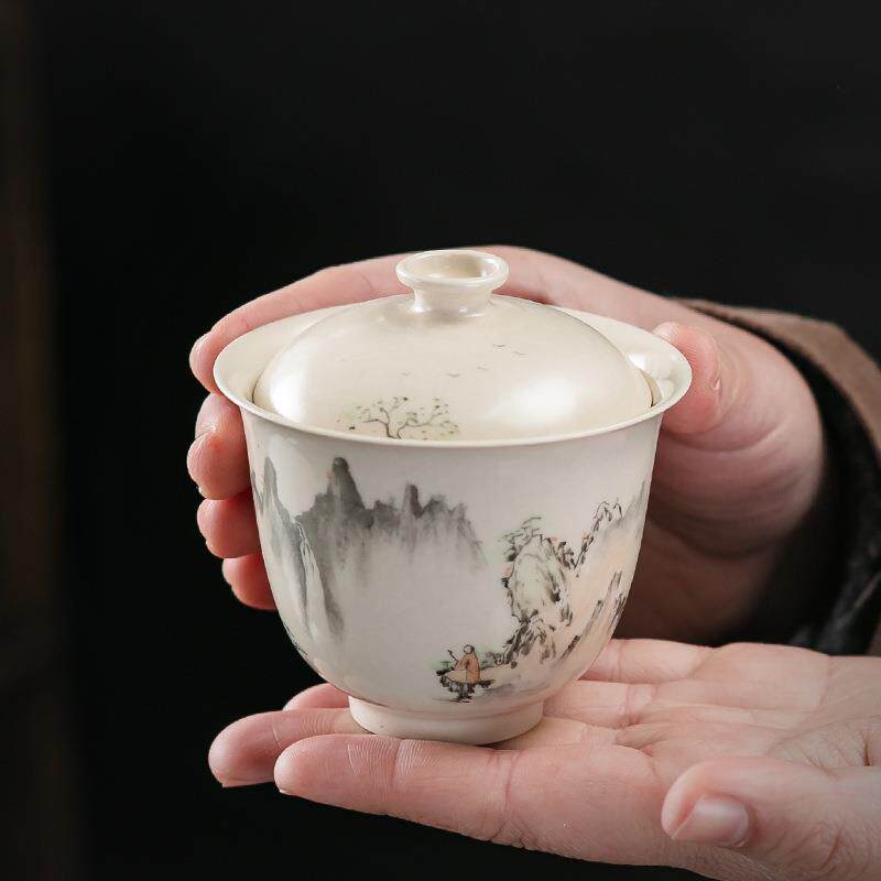 草木灰手工主人杯茶杯品茗杯纯手工书法复古风喝茶杯陶瓷闻香杯子