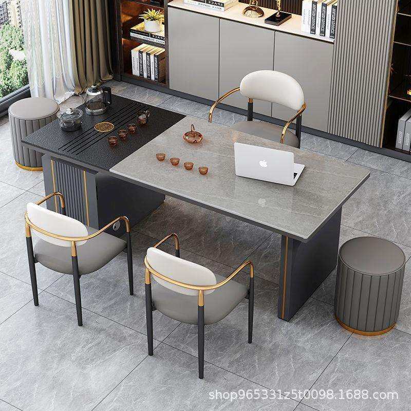 岩板岛台茶桌椅组合轻奢现代简约办公桌餐桌书桌一体两用家用茶台,商业/办公家具,茶台/茶桌,淘宝优惠券,粉丝福利购,淘宝优惠卷