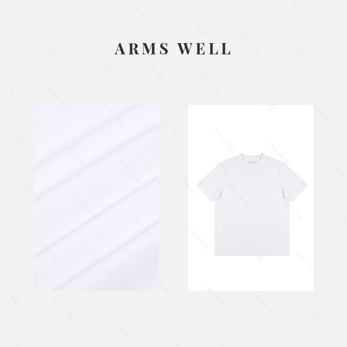 ARMS WELL王囡囡 白色半高领光版短袖T恤 6XS73