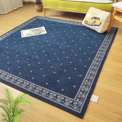 日式雪尼尔地毯客厅茶几卧室床边阳台蓝色办公室会客室地毯地垫