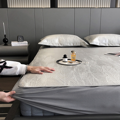 A类简约冰炭席提花凉席三件套床笠款夏季克折叠软床席款