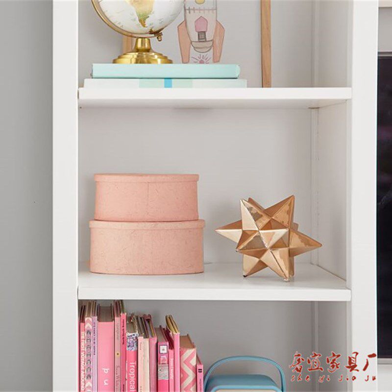 美式实木书柜衣柜组合简约白色储物展示柜落地书架多功能置物柜