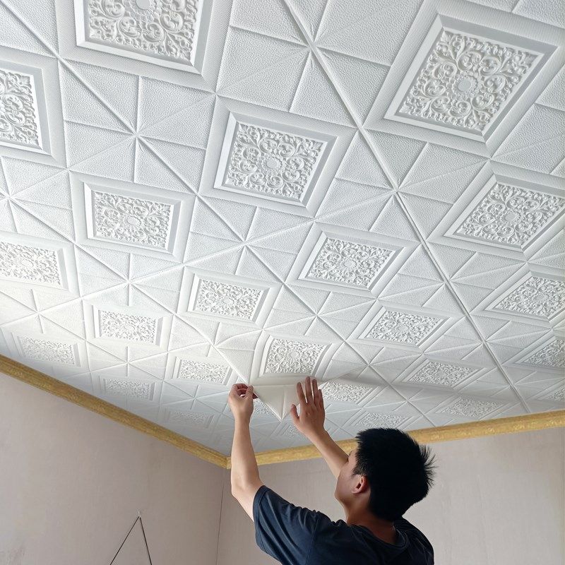 天花板贴纸3d立体自粘墙贴房顶客厅吊顶屋顶防水壁纸棚顶装饰墙纸