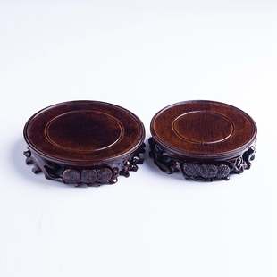 木雕底座 实木圆形托盘花瓶酒坛盘栽工艺品摆件底托红木根雕底座