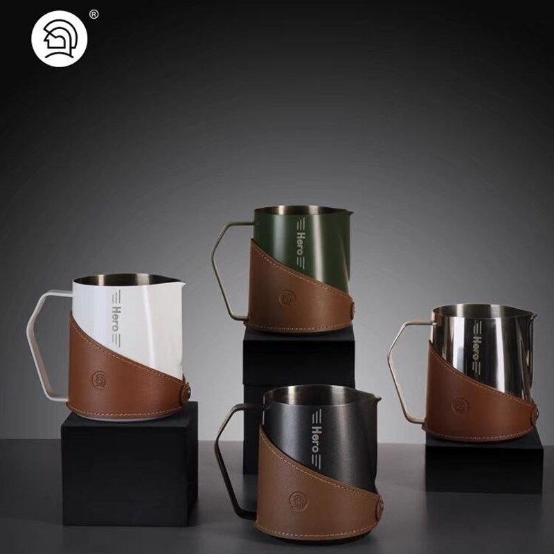 hero 拉花缸304不锈钢奶泡杯咖啡杯器具花式压纹尖嘴拉花杯打奶缸