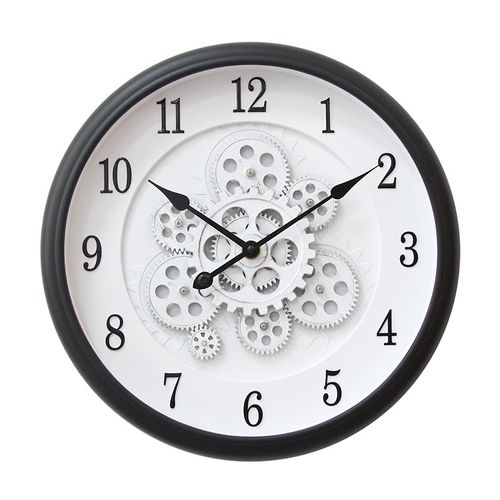 时来运转简约复古齿轮可转挂钟16英寸40cm大尺寸客厅挂表时钟表