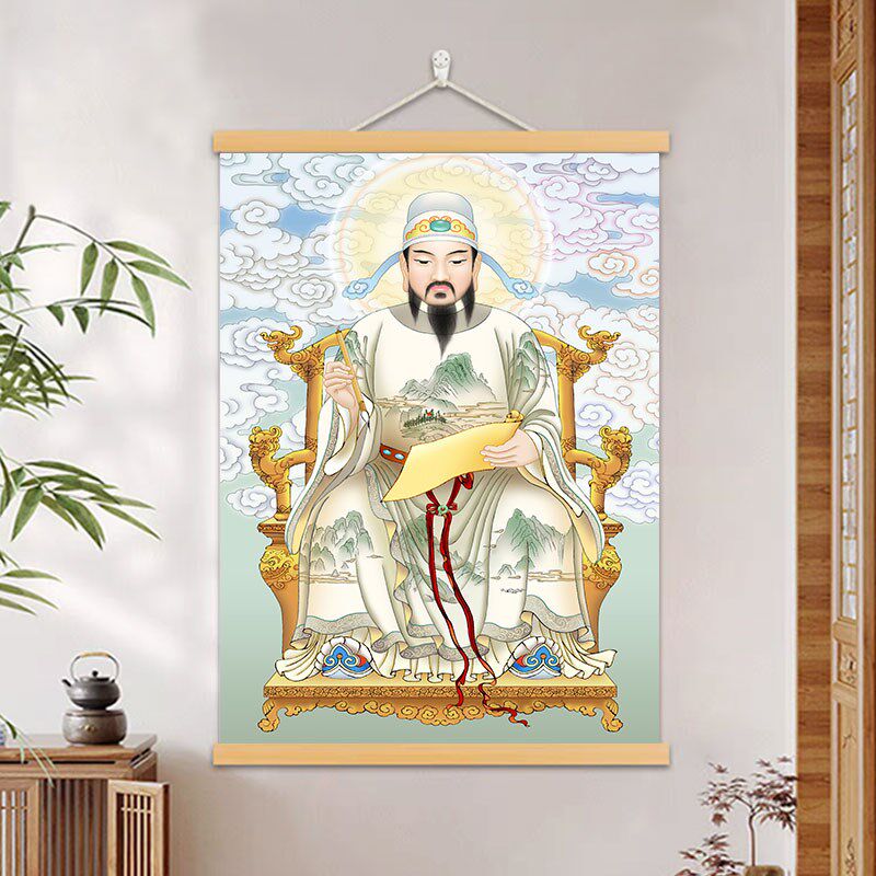文昌帝君画像书房客厅装饰画文曲星状元高考魁星点斗文昌塔挂轴画