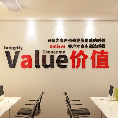 公司企业文化墙布置3d贴纸画办公室背景墙面装饰墙贴团队励志标语
