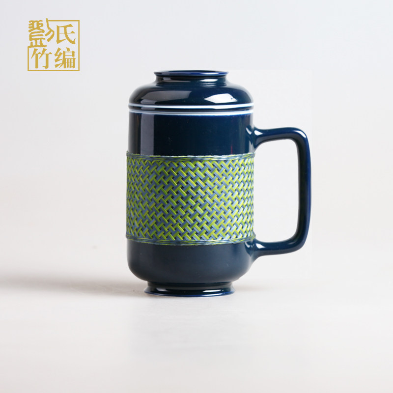 刘氏竹编纯手工竹丝扣瓷那年彩办公茶杯水杯便携茶具伴手商务礼品