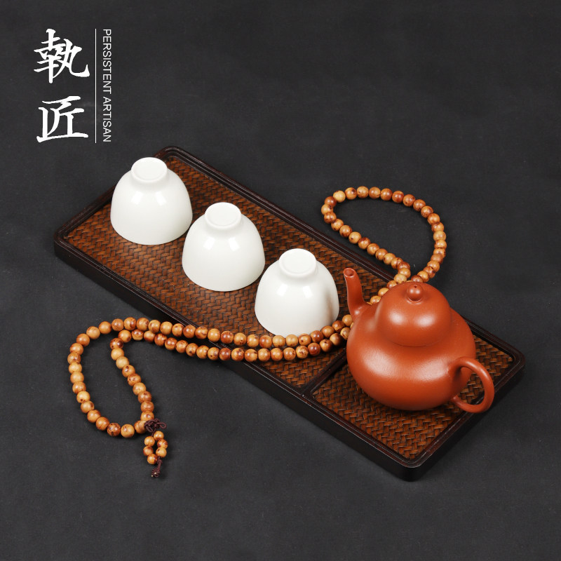 天然重竹席面干泡台葫芦编织储水式茶盘壶承壶垫壶托杯垫杯托茶具