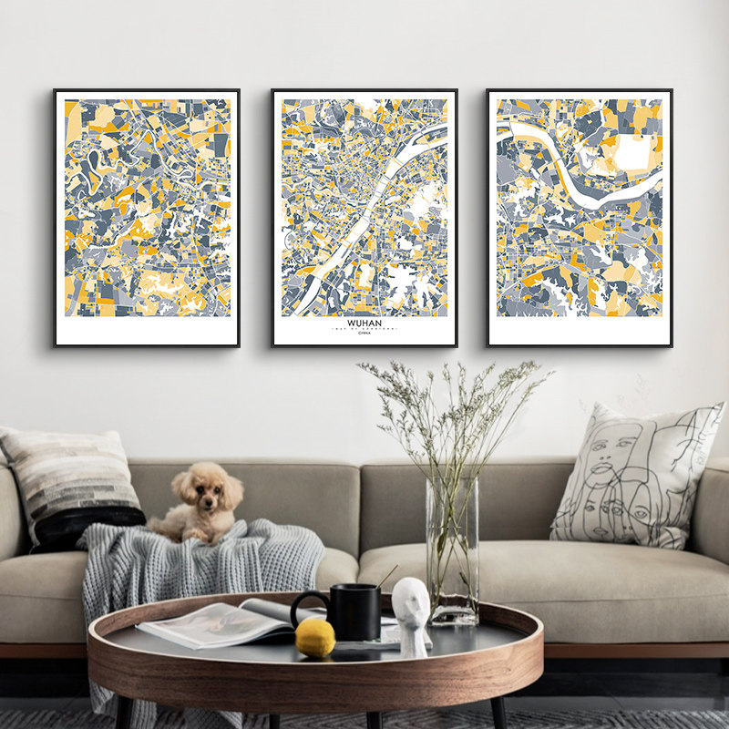 合图三联画 北背客厅组地画装饰画沙发欧景墙挂画定制三连画