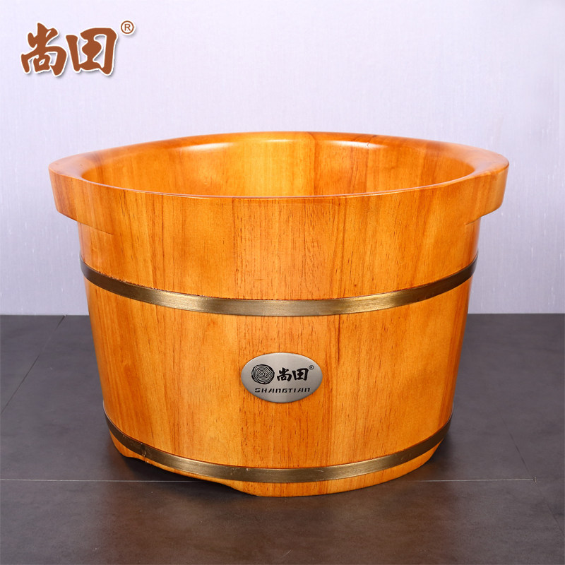 橡木双耳泡脚木桶浴足桶家用足浴桶洗脚木盆木质足疗桶加带盖