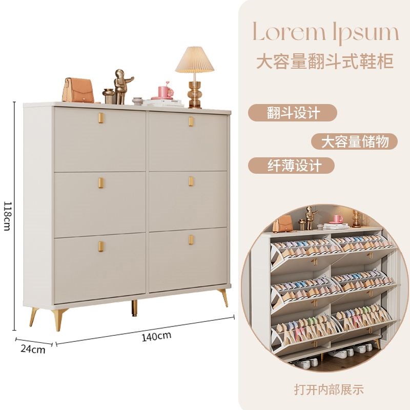 迷窄玄关门口大容量白色鞋薄超柜门厅带抽屉极你鞋柜多层翻斗鞋架