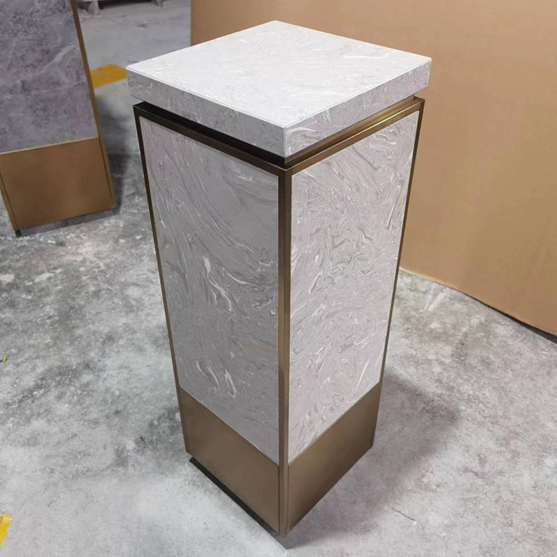 云多拉灰大理石雕塑台酒心售示中店别墅石材墩子摆件底座台展楼台