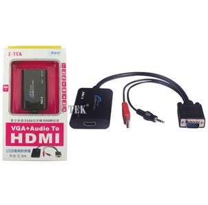 Z-TEK力特 VGA转HDMI高清转换器 带音频输出 支持WIN10 ZE577
