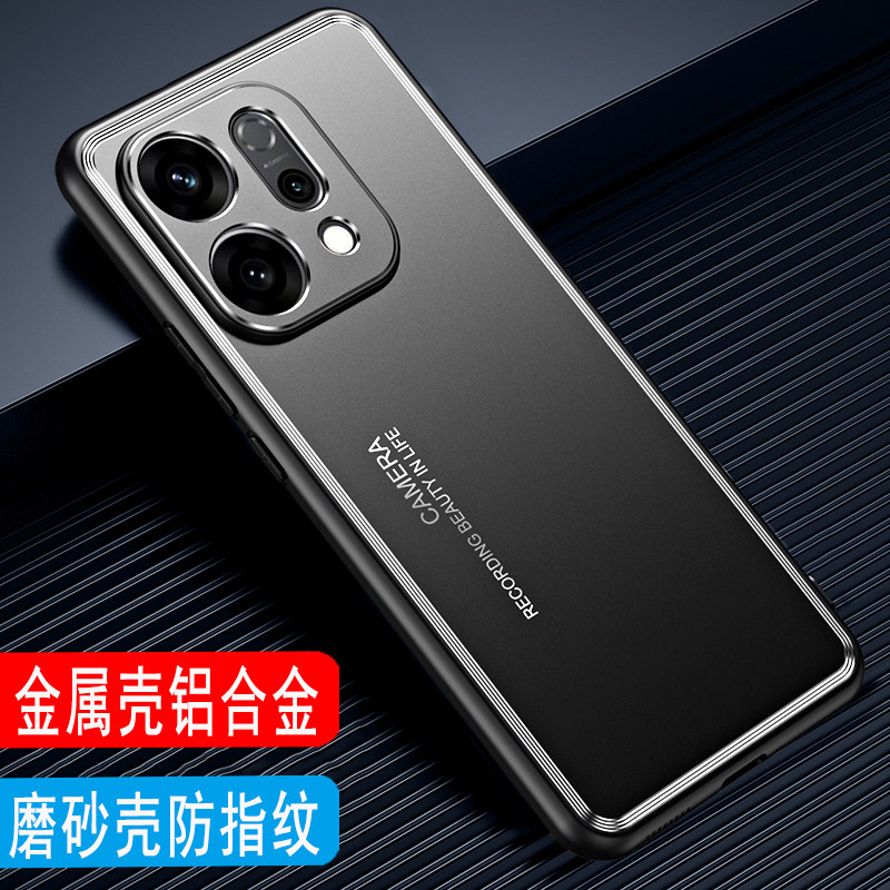 适用于OPPO Reno14手机壳金属外壳OPPO Reno14Pro保护套PLA110铝合金磨砂壳商务男款全包软硅胶套防摔防指纹
