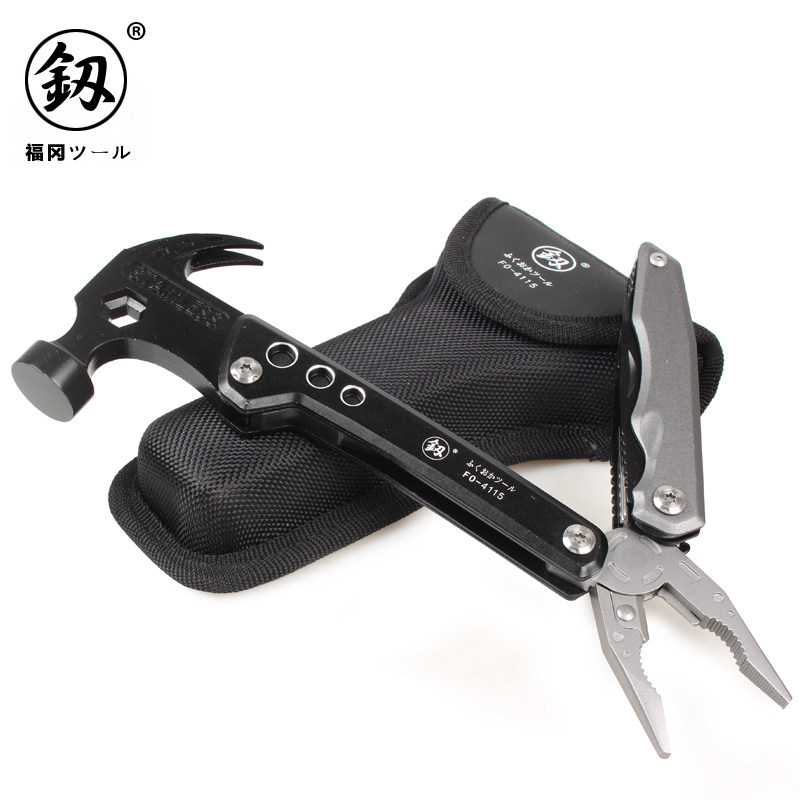 日本福冈 羊角锤折叠便携多功能户外锤子不锈钢铁丝钳工具钳釰牌