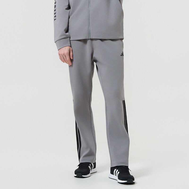 Adidas/阿迪达斯男裤休闲裤春秋运动裤男款灰色透气百搭直筒裤