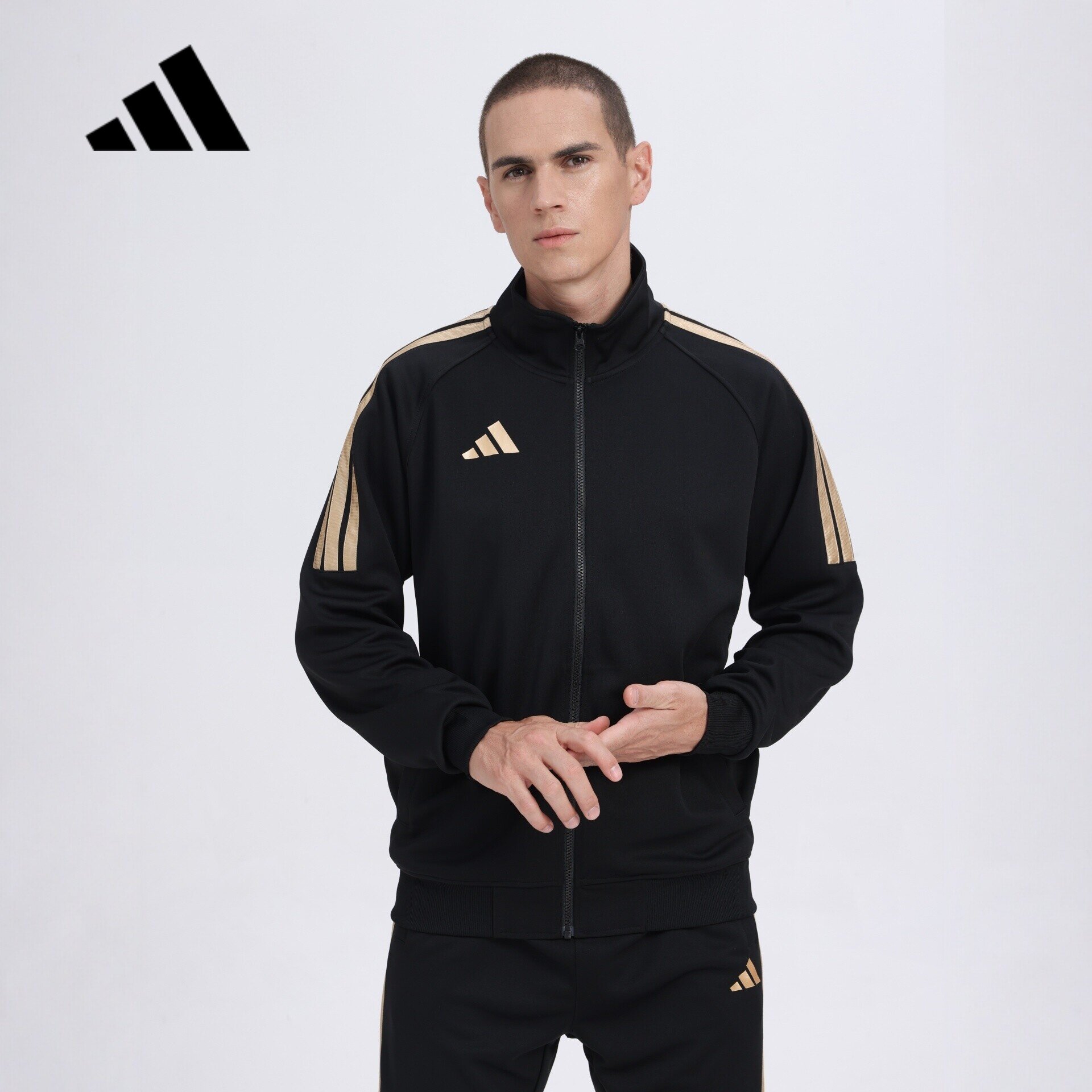 Adidas/阿迪达斯男士立领夹克秋季外套青少年衣服运动休闲风长袖