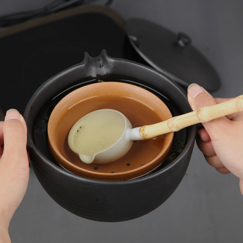 内胆过滤煮茶器陶瓷黑茶带把普洱功夫茶炉煮茶碗温酒干泡碗