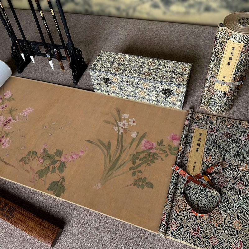 清 恽寿平 百花图卷 花卉工笔画客厅装饰画挂画卷轴高清微喷复制