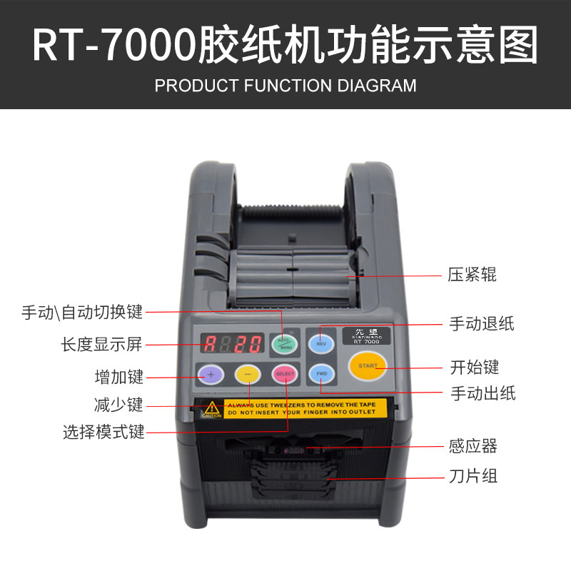 先望全自动胶带机切封器割R机裁切打包箱T-7000胶纸机胶带切割机