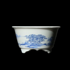 内径10-15内深5-盆0陶瓷花盆景1彩绘圆形手工有孔多肉菖蒲文竹