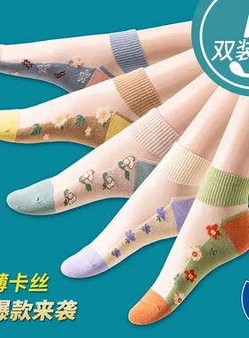 【下单立减50】夏季女薄款袜子森系网红玻璃丝袜棉底水晶袜BW