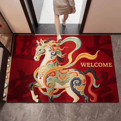 【下单立减50】马年红色新年2026新款入户地垫门垫玄关进门脚垫BW