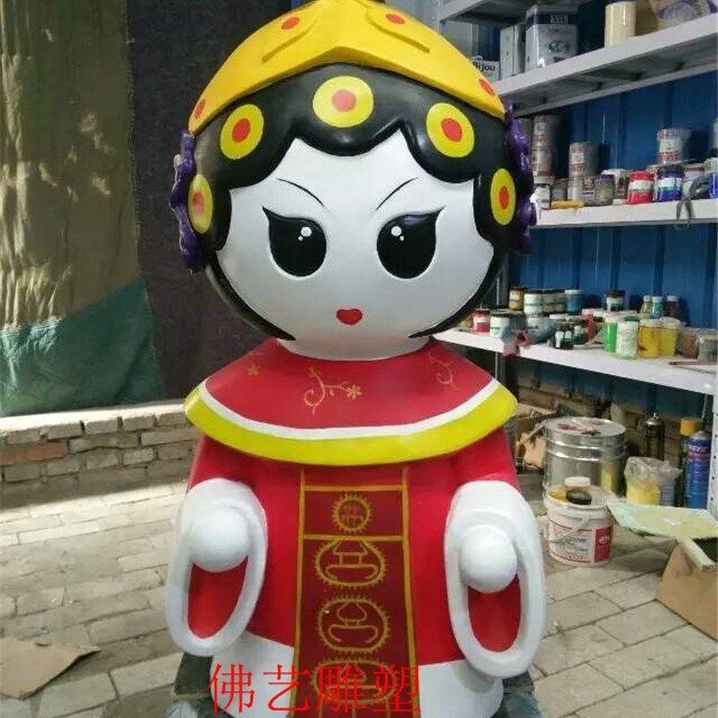 定制玻璃钢戏曲国粹卡通人物雕塑儿童乐园戏剧院脸谱商场装饰摆件