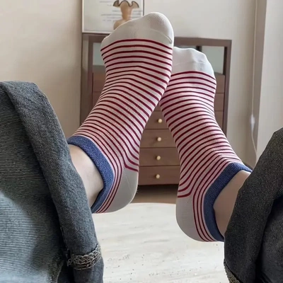 【下单立减50】女士拼色薄款短袜夏天防臭条纹防滑多巴胺船袜YB