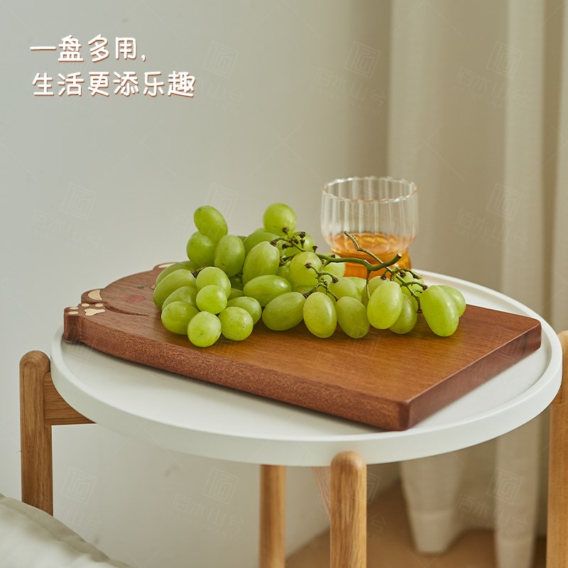 儿童盘木辅食点心盘菜板辅食砧可爱零食托盘乌檀木加厚整板水果盘