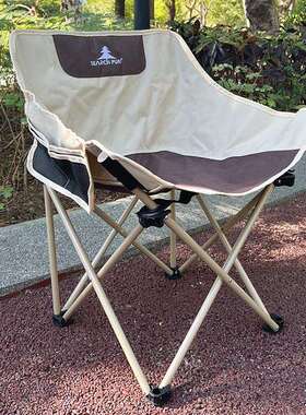 SEARCHFUN搜乐户外折叠椅营地轻奢风休闲椅露营烧烤单人椅米白色