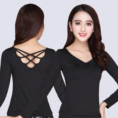 夏季新款广场舞服装长袖上衣成人女舞衣拉丁舞蹈服练功上装
