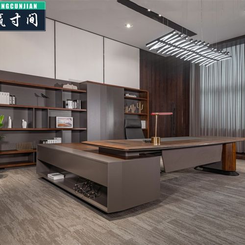 广东胡桃木老板桌实木油漆大班台高端大气董事长办公桌总裁桌