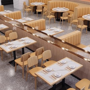 定制餐饮店靠墙卡座沙发冒菜自助小吃店面馆快餐甜品餐桌桌椅组合