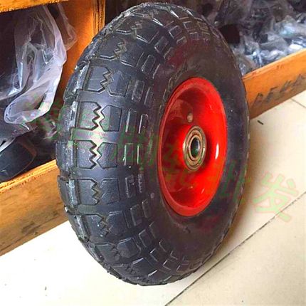 10寸实心橡胶脚轮静音耐磨3.50-4老虎车轮油桶车轱辘双轴承250*80