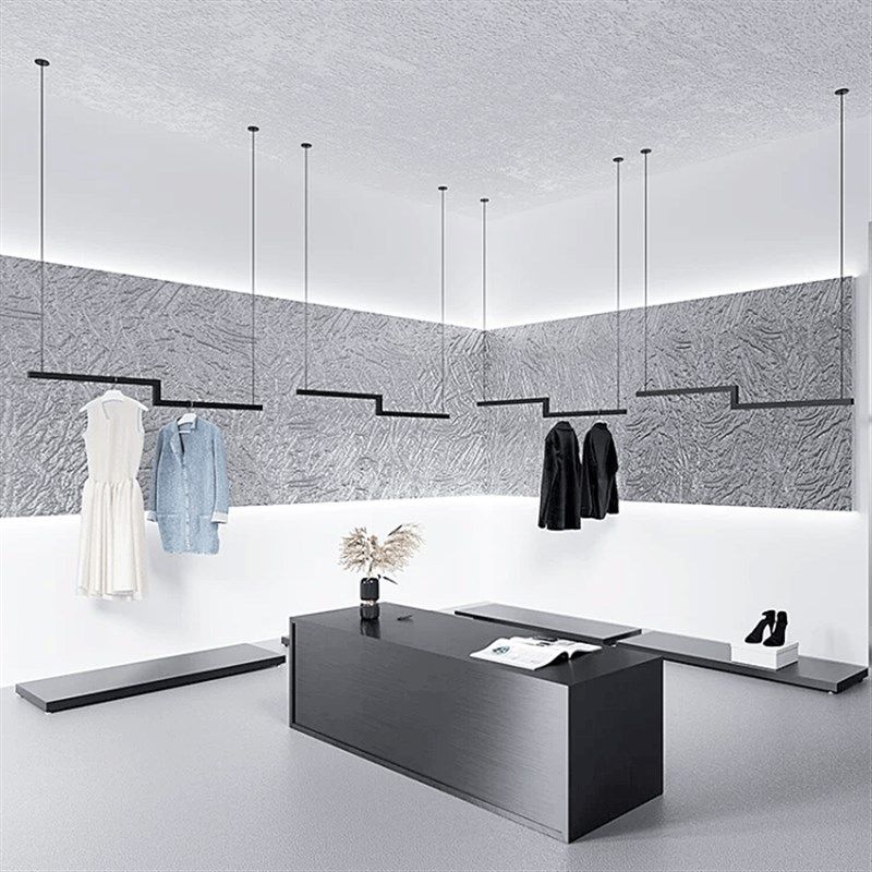 服装店专用铁艺黑色吊顶吊架挂衣架男装女装店上墙悬挂货架展示架