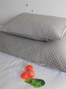 美式灰色绗缝枕套纯棉枕头套单人夹棉加厚枕袋40X60 50X75 50X90