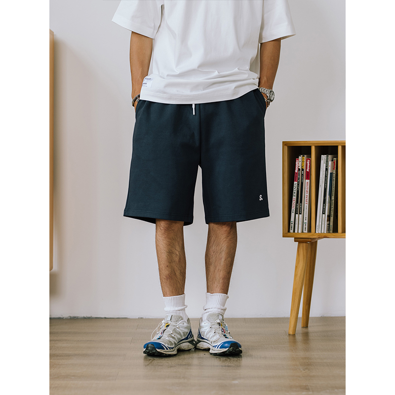 SENDAWAY 23SS S.刺绣短裤休闲五分裤男宽松直筒卫裤夏季纯棉薄款