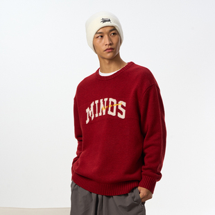 SENDAWAY 上衣慵懒秋冬 24AW字母提花羊毛混纺毛衣宽松休闲针织衫