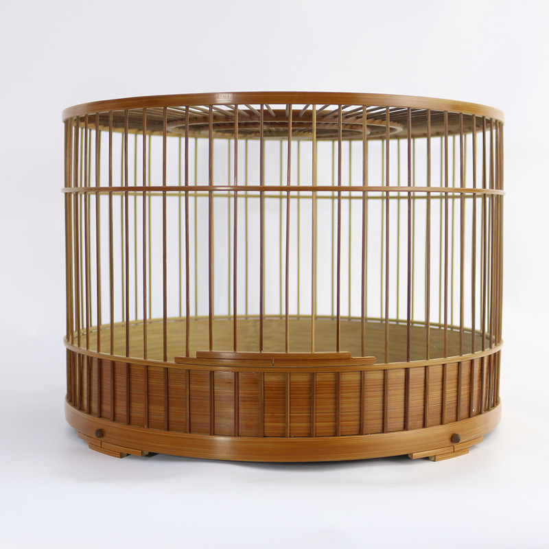 颏品手工紫竹竹子绣眼玉鸟贝子靛精小型竹制黄豆鸟笼全套配件