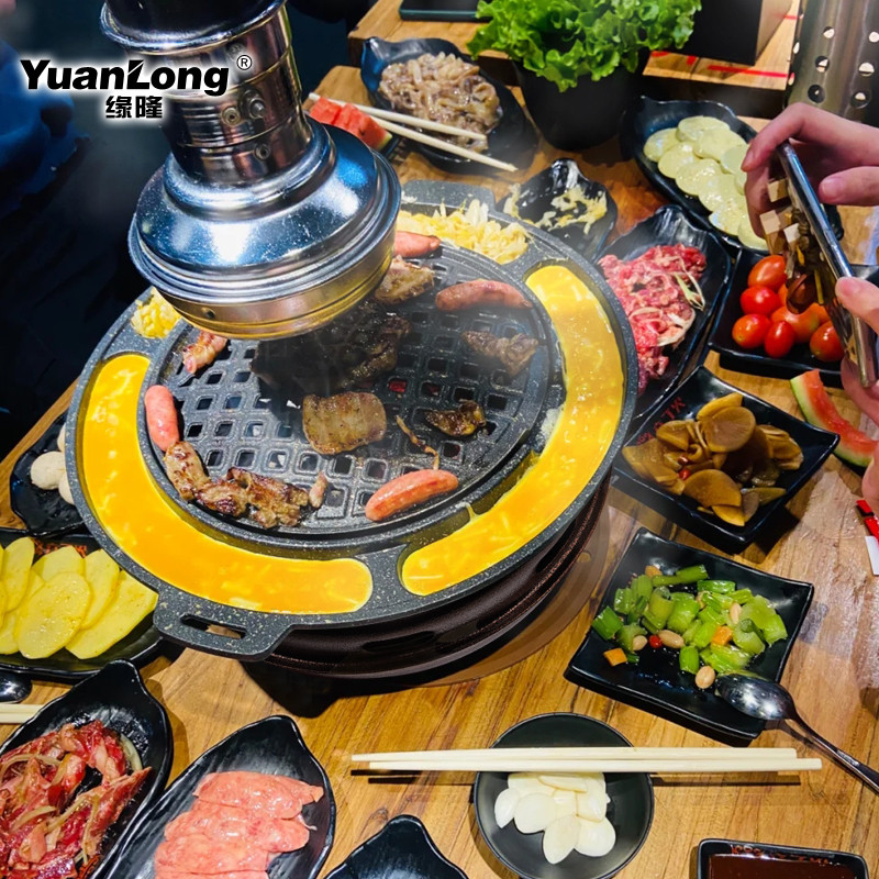 韩式碳烤炉韩国烤肉炉圆形炭火盆烤肉锅家用烧烤架烤盘炭烤炉