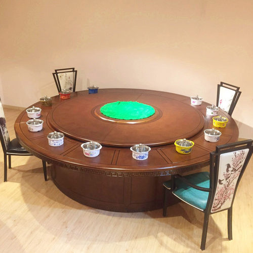 乔佳仁酒店电动餐桌大圆桌饭店欧式现代电动餐桌20人圆桌火锅餐桌