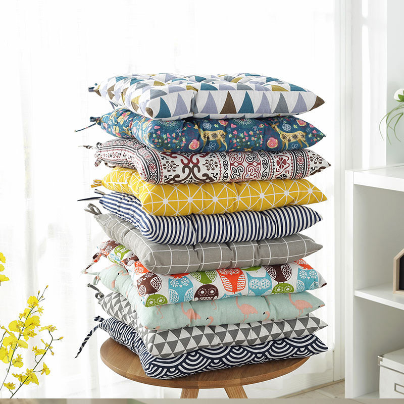 方形亚麻坐垫榻榻米座垫餐椅办公室儿童学生家居椅垫