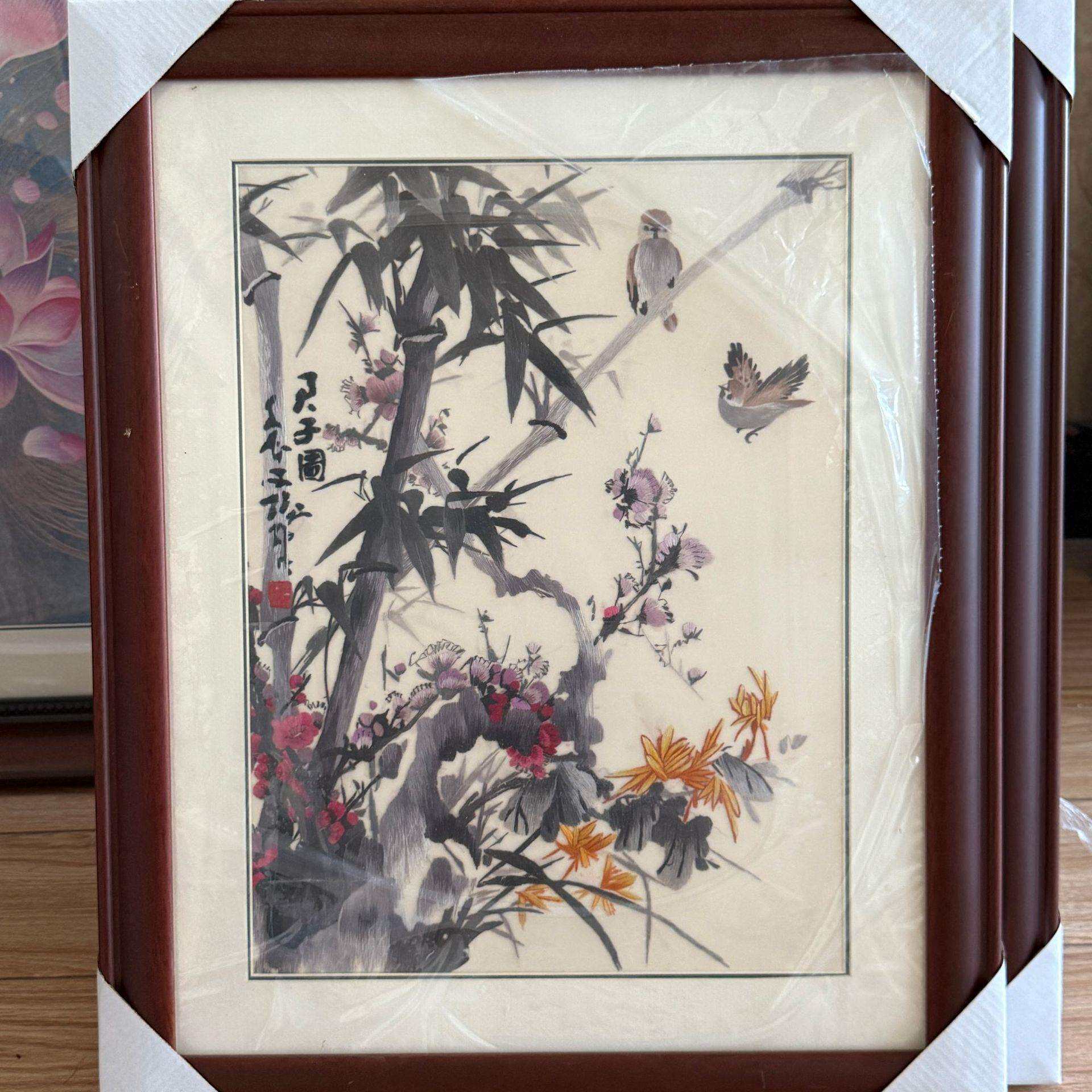 苏绣成品挂画刺绣花玄关书房卧室客厅装饰画真丝刺绣绣片