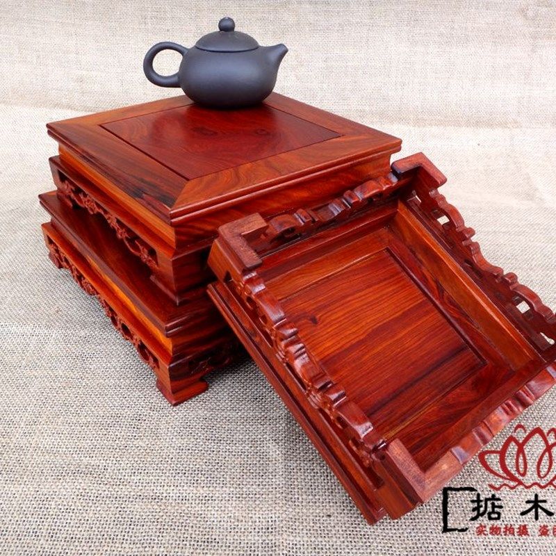 红檀木方台正方形奇石底座玉器印章花盆紫砂壶底座花架工艺品摆件